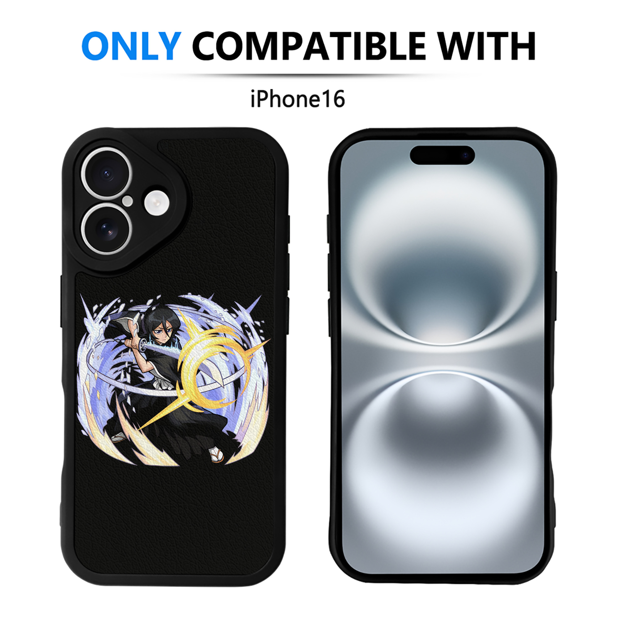 （画像用） ブリーチ 朽木ルキア BLEACH Kuchiki Rukia 【iPhone 16シリーズ対応】シリコンスマホケース（レザー調） 材質：シリコン